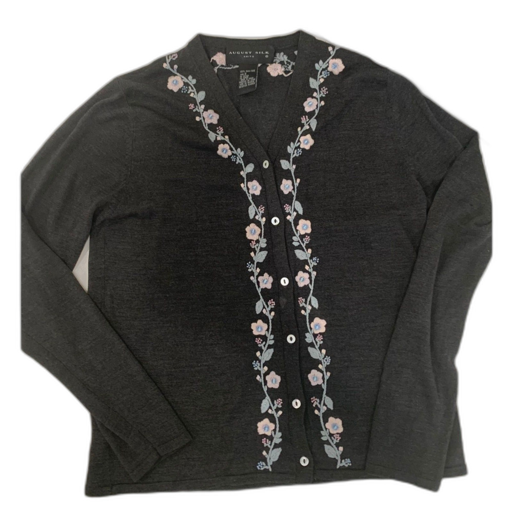 Gray August Silk Cardigan Small